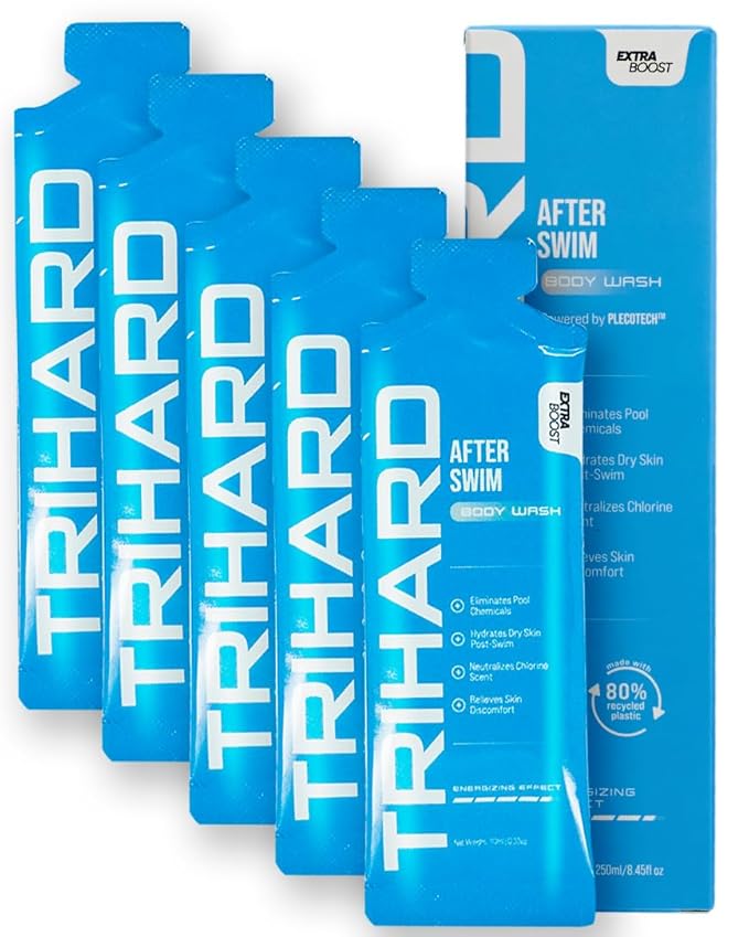 TRIHARD Chlorine Removal Body Wash Travel Size, Protects and Hydrates Sensitive Skin from Pool and Ocean, Travel Essentials for Post Swim Chlorine Skin Protection (Pack of 25)