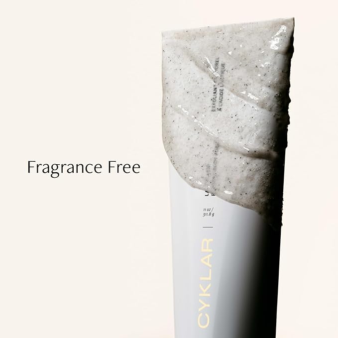 Cyklar Lactic Acid Foaming Body Polish – Exfoliating Body Wash & Cleanser – Features AHAs & Volcanic Pumice Exfoliators – Includes Glycerin for Hydration – Fragrance-Free, 11 fl oz