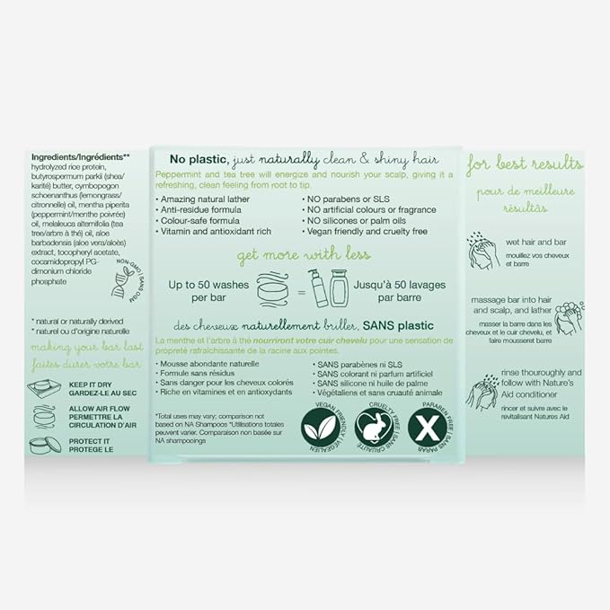 Natures Aid Volumizing Natural Rice Water Shampoo (Lemongrass Peppermint)