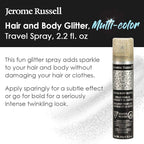 Jerome Russell Temporary Hair and Body Glitter Color Spray, Travel Spray, Lightweight, Adds Sparkly Shimmery Glow, Perfect to use On Hair, Skin, or Clothing, 2.2 oz - Multi-Color x 1 Pack