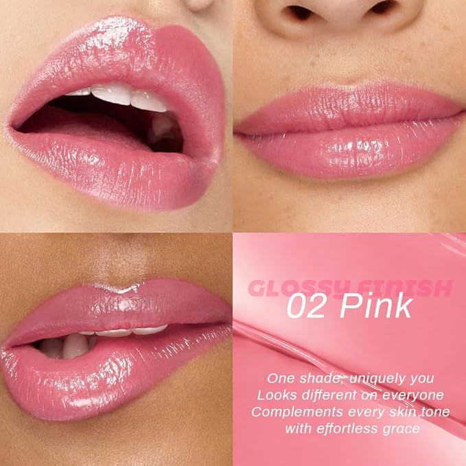Kaely 2Pcs Honey Lipstick Tinted Lip Balm, Hydrating Shine Lipstick for Women Dry Lips, Moisturizing Nourishing Glossy Lip Gloss Stain Makeup, Sheer Lightweight, Vegan, 00+02 Pink