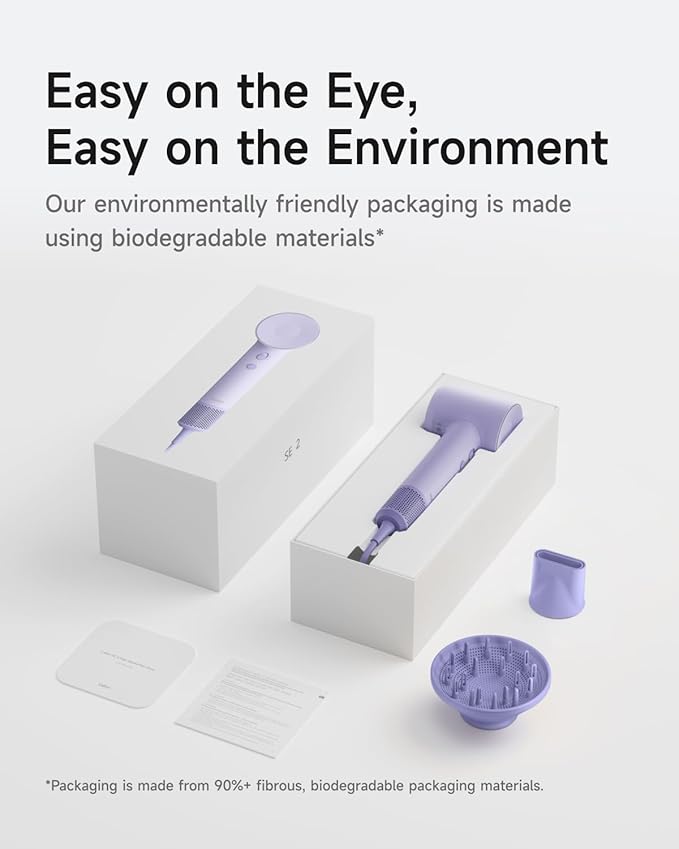 Laifen Hair Dryer SE 2, 200 Million Negative Ionic Blow Dryer with Child Mode and 108,000 RPM Brushless Motor, 1400W Powerful Fast Drying High-Speed Low Noise Hairdryer with Magnetic Attachments