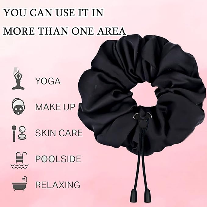 2 pcs Adjustable Afro Puff Hair Tie, Extra Large Satin Scrunchies, No Damage Durable Afro Puff Accessories, Oversize Hair Bands, Sleeping Giant Satin Scrunchies for Thick Curly Hair
