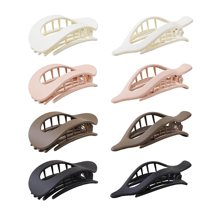 8 Piece French Flat Hair Clips for Women – Matte No-Slip duckbill Claw Barrettes for Thick & Thin Hair, Side Slide Volume Clips for Girls