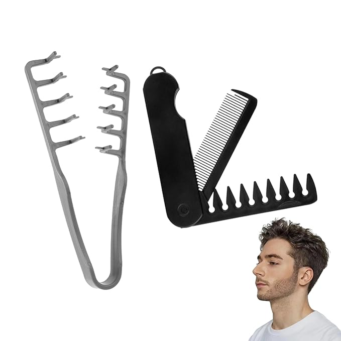Volumizing Texture Comb, Wide-Tooth Hair Styling Comb for Men & Women, Fluffy Curly Texture Roots Volume Combs, Bangs Seam Grooming Styling Tool (2Pcs)