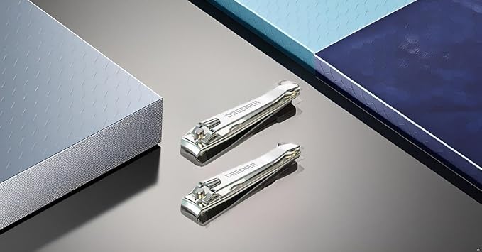 2PCS Stainless Steel Nail Clippers Set, Professional Fingernail and Toenail Clippers Wide Easy Press Lever Nail Trimmer with Swing Out Cleaner File for Men and Women