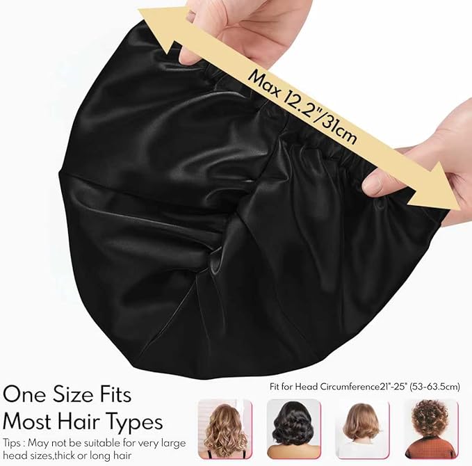 MISF 22 Momme 100% Real Mulberry Silk Bonnet For Sleeping Women, Double Layer Pure Silk Bonnet with Adjustable Elastic Band