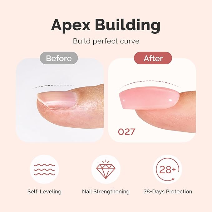 MelodySusie No Wipe Glossy Top Coat Base Coat Builder Gel 027 Set Long Lasting Shine Finish Soak Off UV LED Nail Lamp Nail Art Design Manicure Kit Perfect Gifts for Women Girls 3 Pcs 15ml