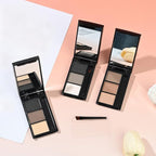 Eyebrow Powder，Eyebrow Kit Makeup Palette，3 Colors Eye Brow Powder With Mirror&Brow Brush for Women，LongLasting，Waterproof，Fill & Sculpt，Defined Natural Brows，Friendly Compact，Black Brown Nude 01