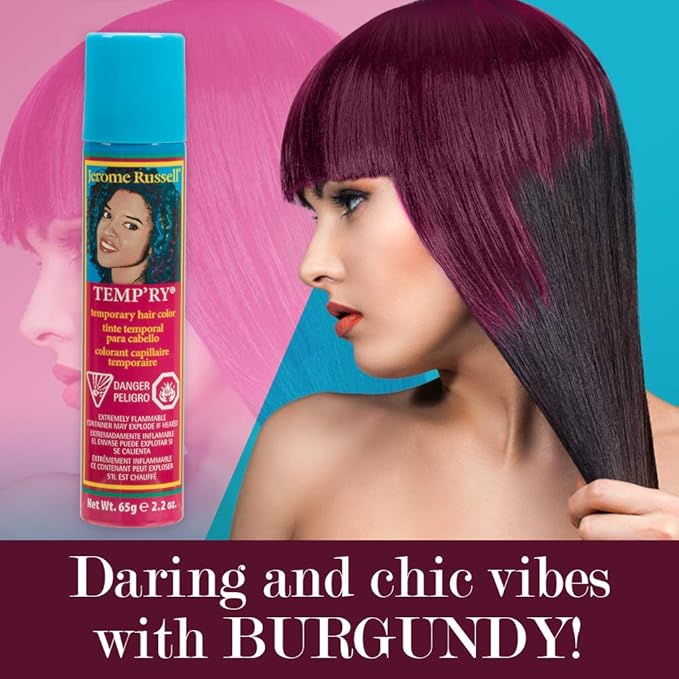 Jerome Russell Temp'ry Spray-on Burgundy Hair Color, 2.2oz x 3 pack