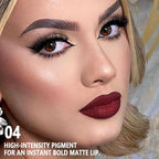 Purple Red Matte Cream Lipstick,Velvet Waterproof Long Lasting Smudge Proof for Women Lip Stick,Magic Lipstick 24 Hours Original Lip Liner Makeup,labiales mate 24 horas originales,Vegan,1 Count