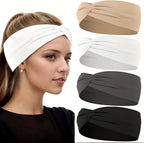 12 Pcs Stretchy Sport Headbands for Women,Absorbed Sport Headband Soft Twist Knotted Headbands for Yoga, Workout Daily Life