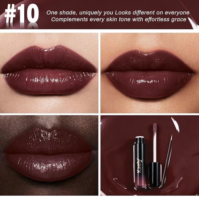 Kaely Longwear No-Budge Lipstick for Women, Highly Pigmented Liquid Lip Color Makeup, Non-Transfer Lip Gloss Stain Waterproof Smudge Proof 24 Hour, Instant Shine, Vegan & Cruelty-Free, 10 FEARLESS