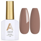 AILLSA Caramel Brown Gel Nail Polish Coffee Dark Nude Polish Fall Winter Color Jelly Gels Nail Polish Natural Sepia Long Lasting Soak Off U V Gel Nail Salon DIY Holiday Gifts for Women 0.51 Fl Oz/GF06
