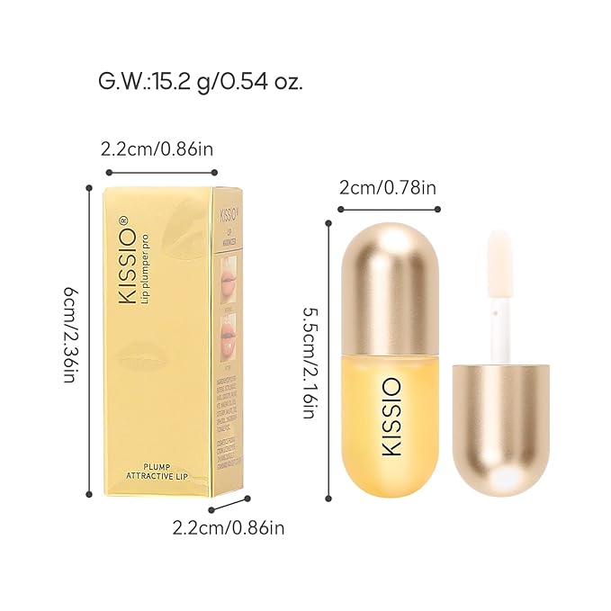 KISSIO Lip Plumper,Color Lip Plumper Gloss,Lip Enhancer,Plant Extracts Plumping Lip Serum,Moisturizing Lip Gloss for Fuller Lips and Hydrated Beauty Lips 5.5ml,04 Liqueur