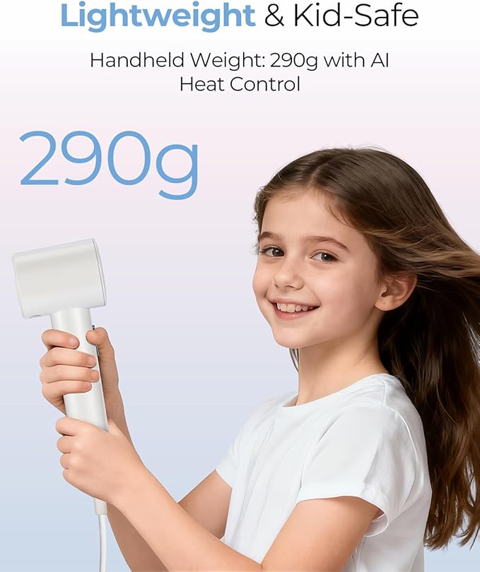 High-Speed Travel Hair Dryer with Smart Temperature Control & 600 Million Negative Ions – 0.64lb Lightweight Blow Dryer, Ideal for Fast Drying, Christmas Gift for Kids, Adults and Seniors