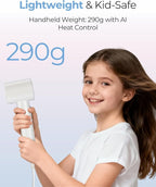 High-Speed Travel Hair Dryer with Smart Temperature Control & 600 Million Negative Ions – 0.64lb Lightweight Blow Dryer, Ideal for Fast Drying, Christmas Gift for Kids, Adults and Seniors