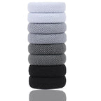 VI-FA Soft Pony Holders, Elastics Hair Bands for Thick or Curly Hair, Big Rubber Hair Bands for Women and Girls, Fancy Hair Ties,Hair Scrunchies 8pcs (Gray)