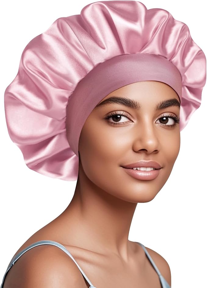 Satin Silk Bonnet for Sleeping, Soft Satin Lined Hair Bonnet for Women, Double Layer Sleep Nightcap