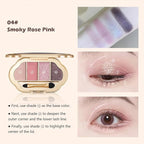 Nude Eyeshadow Palette 4 Colors, Smoky Pink Rose Matte Shimmer Eye Shadow Quad, Soft Pink Neutral Shades, High Pigment Long-Lasting Blendable Formula, Perfect for Romantic Daily Looks, 4#