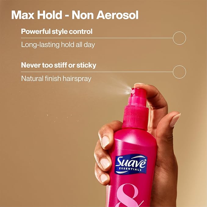 Suave+ Hairspray, Max Hold Bundle – Unscented Hairspray + Scented Non-Aerosol Hair Spray, 11 Oz Ea (2 Piece Set)
