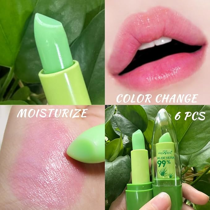 BINGBRUSH Aloe Vera Color Changing Lipstick Queen,Long Lasting Lip Care Nutritious Plumper Lip Balm Moisturizer Magic PH Temperature Color Change Lip Gloss Makeup Set for Women