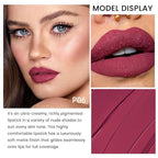 evpct 1Pcs Plum Purple Pink Lipstick, Silky Velvet Matte Lipstick Pack Sets for Women, Long Lasting Smudge Proof Lipstick Lip Stain Makeup Kit matte lipstick 24 hours original P06