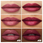 2Pcs Matte Lipstick Crayon Set for Women, Mauve Cherry Red 24 Hour Lipstick Lip Liner Pencil, Neutral Lip Stick Lipliner Long Lasting Waterproof Smudge Proof, Vegan & Cruelty-Free, 05+06