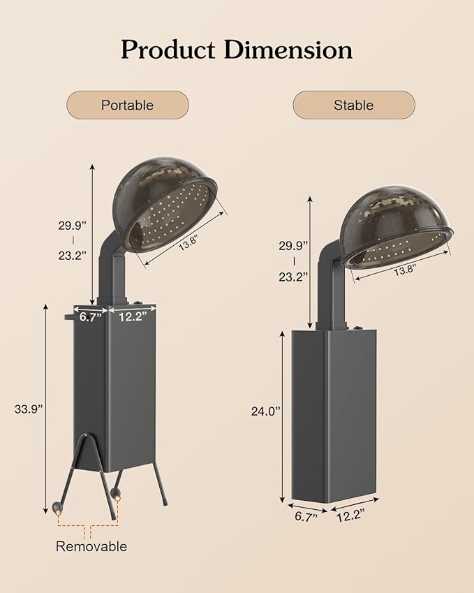 SyyBhb Professional Portable Hooded Conditioning Salon Hair Dryer 1000W with Stand & Removable Wheels, 60-Minute Timer, Temperature Adjustable, Angle & Height Adjustable Downdraft Hood