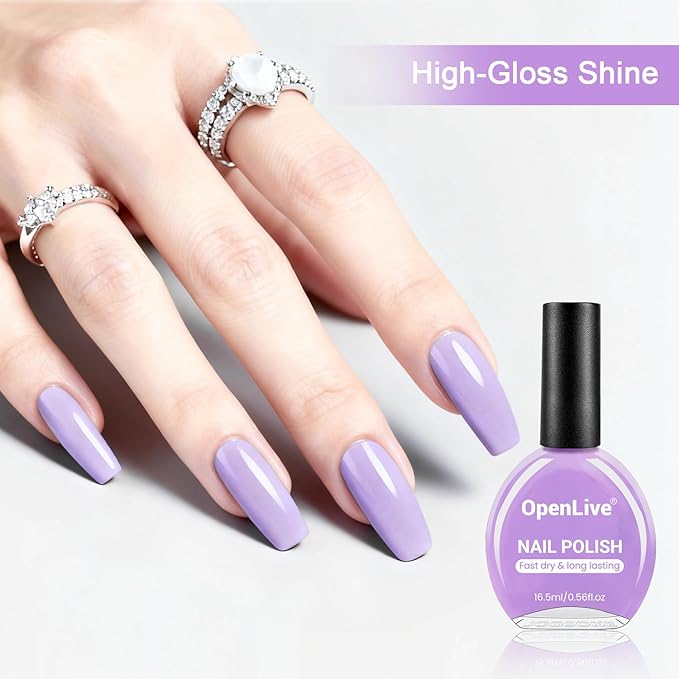 16.5ml Light Purple Nail Polish Large Volume Quick Drying Nail Polish, Fast Drying and Long Lasting Color Nail Art DIY Home Manicure Gift for Women