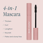 SKINN Lash-Redemption 4-in-1 Mascara - Eyelash Mascara with Soft Bristle & Hourglass Applicator Thickens, Curls, Lengthens & Nourishes Lashes - Alcohol-Free Formula, Clump & Flake Resistant