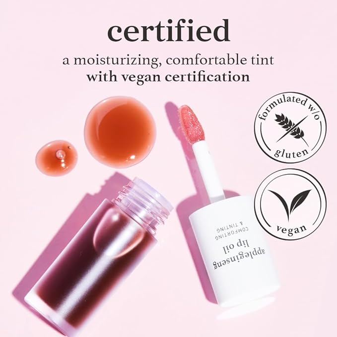 NOONI Korean Lip Oil - Appleginseng | Lip Stain, Long-Lasting, Moisturizing, Plumping, Revitalizing for Dry Lips, Waterproof, No Peel Off, Korean Lip Tint, Stocking Stuffers, Cute Things, 0.12 Fl Oz