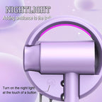 110V Hotel Wall Mounted Hair Dryer for Bathroom（with Night Light） Professional Styling HairDryer for Salon【Blue Light Negative Ions】 Fast Drying Restroom Blow Dryer，Matte Texture - Roland Purple