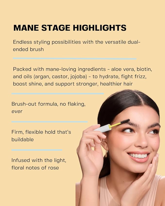 anagram Mane Stage All-in-One Hair & Brow Sculpt, Clear, Gel, Flyaway Tamer, Brow Gel & Edge Control, Vegan & Cruelty-Free, 0.39 fl oz