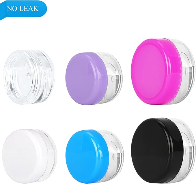 200PCS 5 Gram Sample Containers,5ml Empty Jars with Lids, Small Cosmetic Containers, Mini Sample Jars with 16PCS Mini Spatulas for Make Up, Oils, Lotion, Powder, Paint, Jewelry, Lip Balms(Blue Lid)
