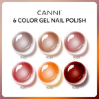 CANNI 6 Colors 9 ML Hema-Free Jelly Brown Gel Nail Polish Set, Dark Chocolate, Light Brown, Glossy, Non-Toxic, LED Nail Gel Manicure Kit DIY at Home Salon Gifts