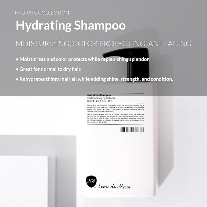 Number 4 Hydrating Shampoo, Shampoo for Women and Men. Sulfate, Gluten, & Paraben Free. Moisturizing & Color Protecting, 25 oz