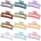 4.1 Inch Large Jumbo Jaw Square Clips for Thick Hair - 12 Pcs Bulk Hair Accessories for Women and Girls - Ice Cream