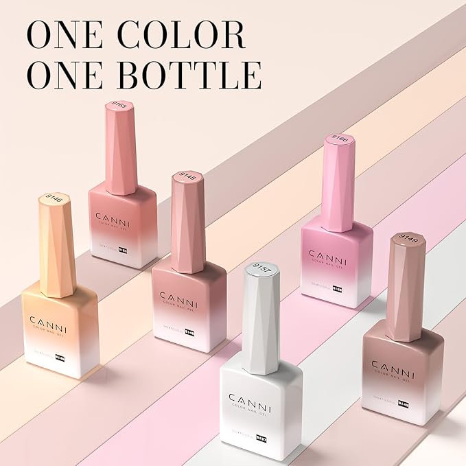CANNI Jelly Milky White Pink Gel Nail Polish Set- 6 Pcs 9 Ml Neutral Transparent Pink Colors Sheer Gel Polish Kit, Soak Off LED Nail Gel Manicure Kit DIY at Home Salon Gifts