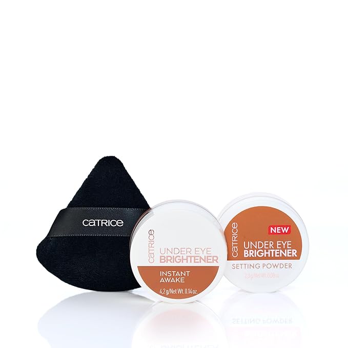 Catrice | Holiday Gift Set Under Eye Brightener & Setting Powder in 040 Dark Mocha + Magic Perfector Powder Puff Duo | Bright, Smooth & Long-Wear Finish