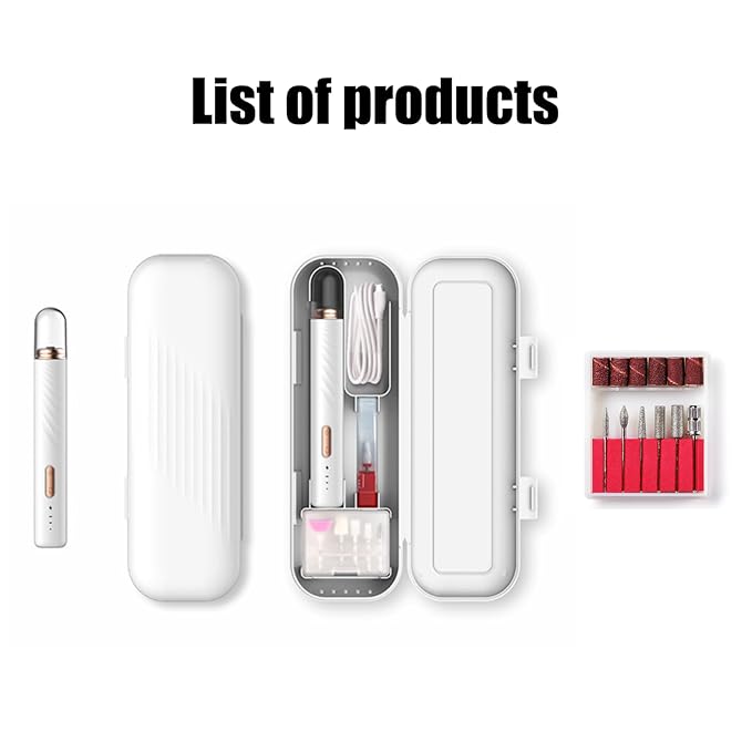 Professional Cordless Nail Drill Kit - Electric Nail File for Manicure Pedicure, Rechargeable & Portable with 6 Bits, Dust Collector, Quiet 30,000 RPM - Gifts for Women/Nail Tech