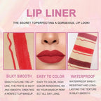 evpct 3Pcs Dark Deep Ruby Mauve Red Lip Liner and Lipstick Set Kit for Women Matte Matt 24 Hours Lipstick Pen and with Lip Liner Pencil Set Long Lasting 24 labial labiales mate 24 horas originales