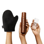 Nuda Ultra Dark Self-Tanning Mousse, Dark Face Tan Water, and Tanning Mitt Bundle