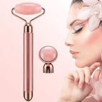 2-IN-1 Electric Jade Roller Massager Facial Roller & Face Massager, Rose Quartz