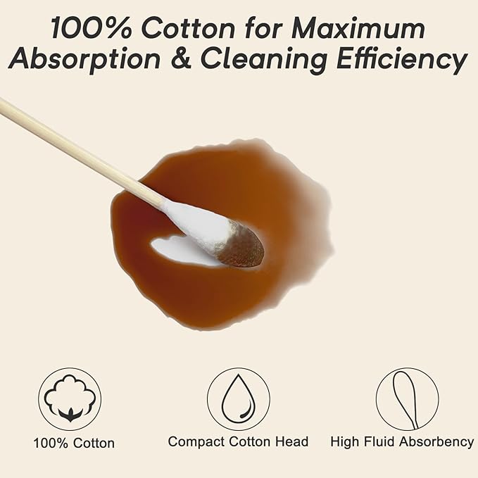 200 Pcs Large Cotton Swabs for Pet Care, 6 Inch Long Cotton Swabs with Bamboo Handle, Professional Dog Ear Swabs, Absorbency Big Cotton Tips, Pet Cleaning Solution Supplies