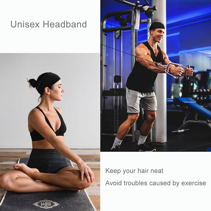 Fashion Headbands For Women Wide Headband Yoga Workout Head Bands Hair Accessories Black Band 6 Pack