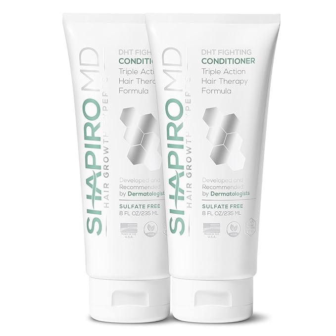 Shapiro MD Hair Growth Experts Hair Loss Conditioner, DHT Fighting Vegan Formula for Thinning Hair Developed by Dermatologists, Healthier and Thicker Looking Hair - 2 Month Supply