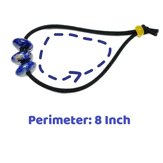 Elastic Hair Tie for Women Real Gemstone beads Ponytail Holders Hair Accessories hair elastic tie for Women Men (Blue Sodalite)