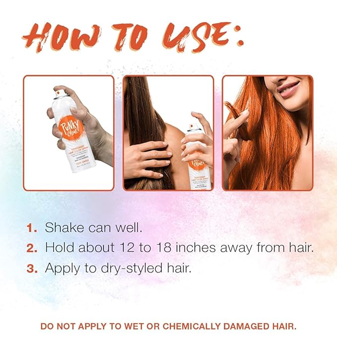 Punky Temporary Hair Color Spray – Tiger Orange, Instant Vivid Temporary Hair Dye for Women, Wash Out, Hair-Color Spray, 3.5 oz, 2 Pack