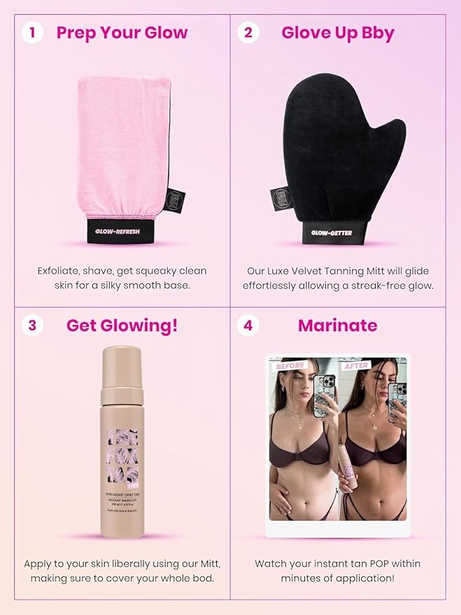 The Fox Tan One-Night Only Instant Tan Wash-Off Mousse, Fast Drying, Temporary Tan Formula For Face & Body, Vegan & Cruelty Free, 200mL